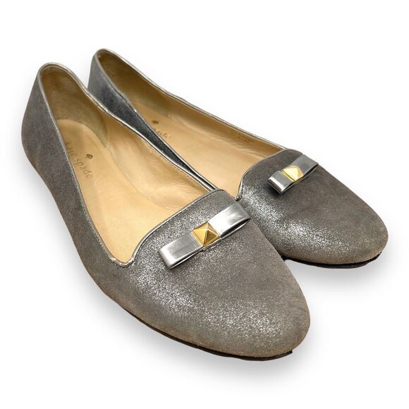 Kate Spade Silver Shimmer Ballet Flats Women’s 6.5 Office Work Professional - Picture 1 of 10
